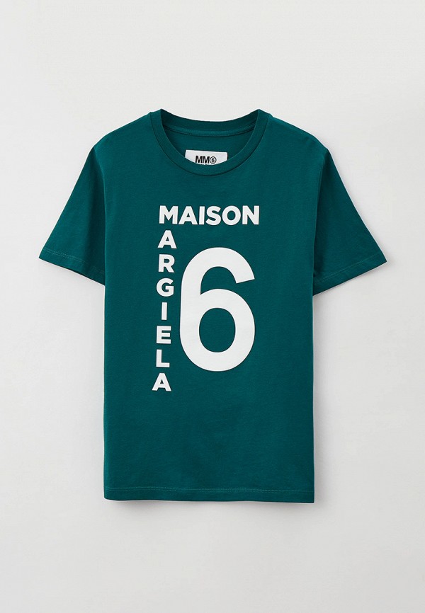 футболка с коротким рукавом mm6 maison margiela paris для мальчика, зеленая