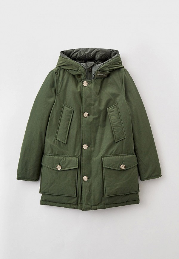 утепленные куртка woolrich для мальчика, зеленая