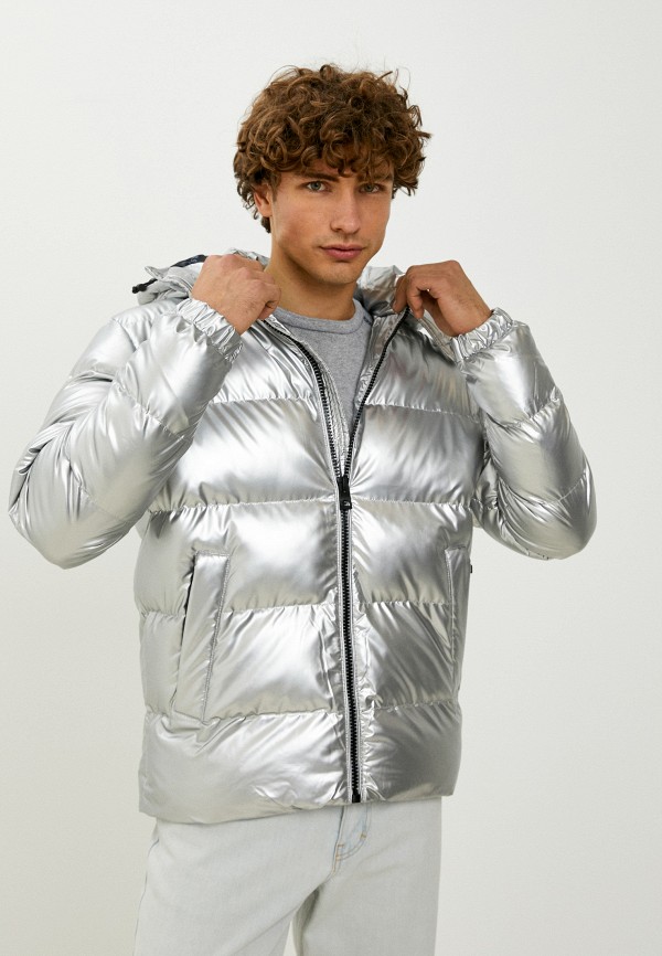 мужская утепленные куртка guess, серебряная