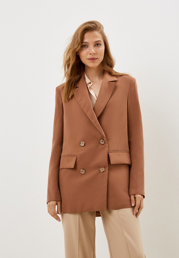 женский пиджак koton, коричневый