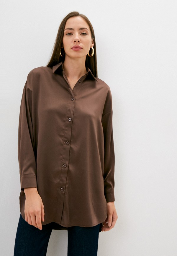 женская блузка с длинным рукавом icehot, коричневая