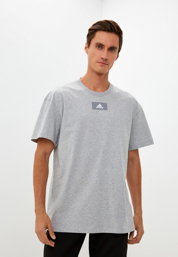 мужская футболка с коротким рукавом adidas, серая