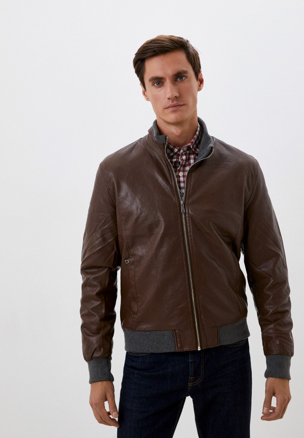 мужская кожаные куртка y.two, коричневая