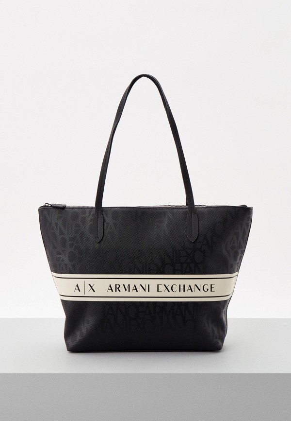 женская сумка с ручками armani exchange, черная