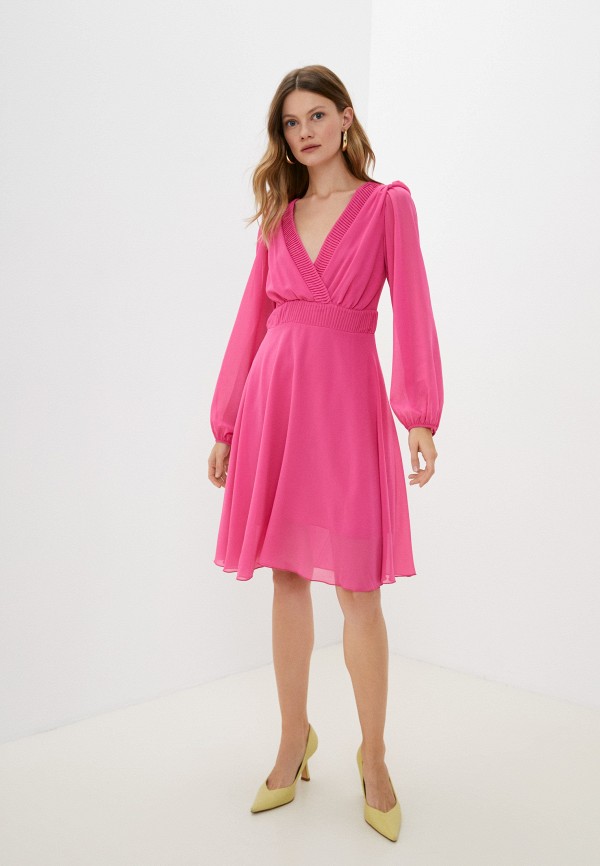 женское платье с запахом rinascimento, розовое