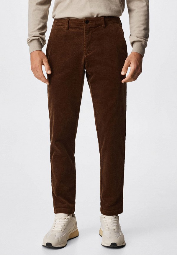 мужские повседневные брюки mango man, коричневые