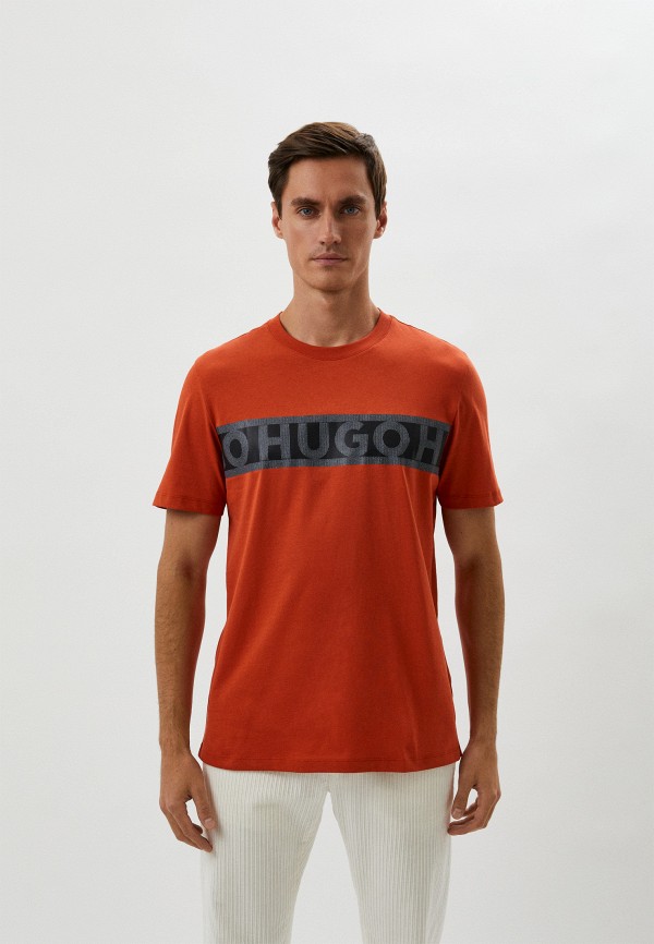 мужская футболка с коротким рукавом hugo, оранжевая