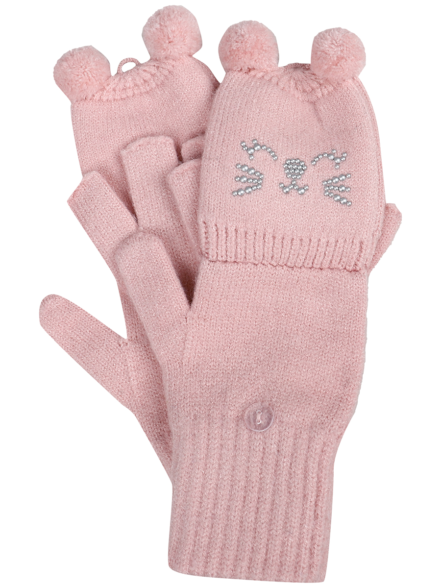 вязаные перчатки noble people для девочки, розовые