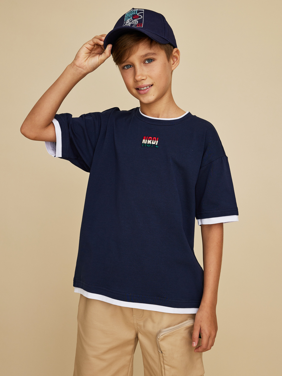 футболка noble people для мальчика, синяя
