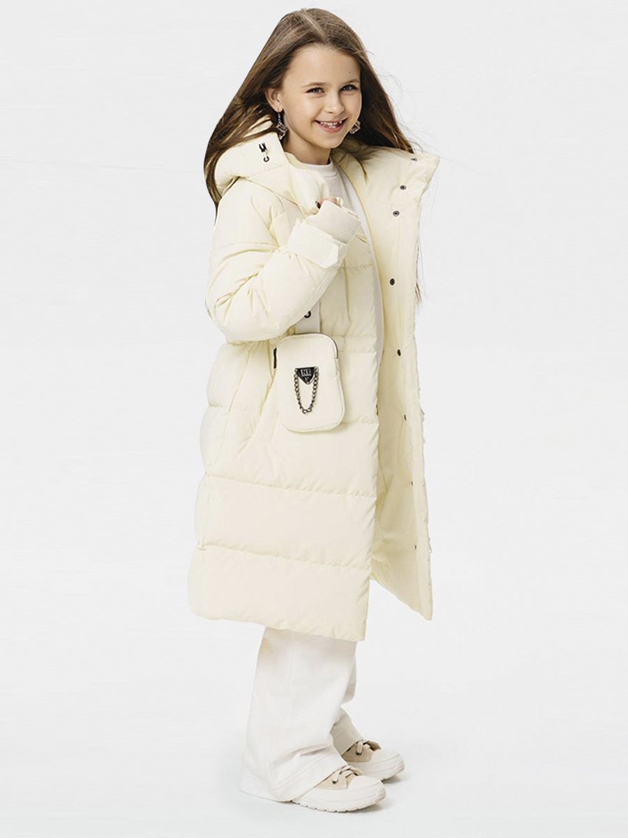 пальто с капюшоном gnk для девочки, белое