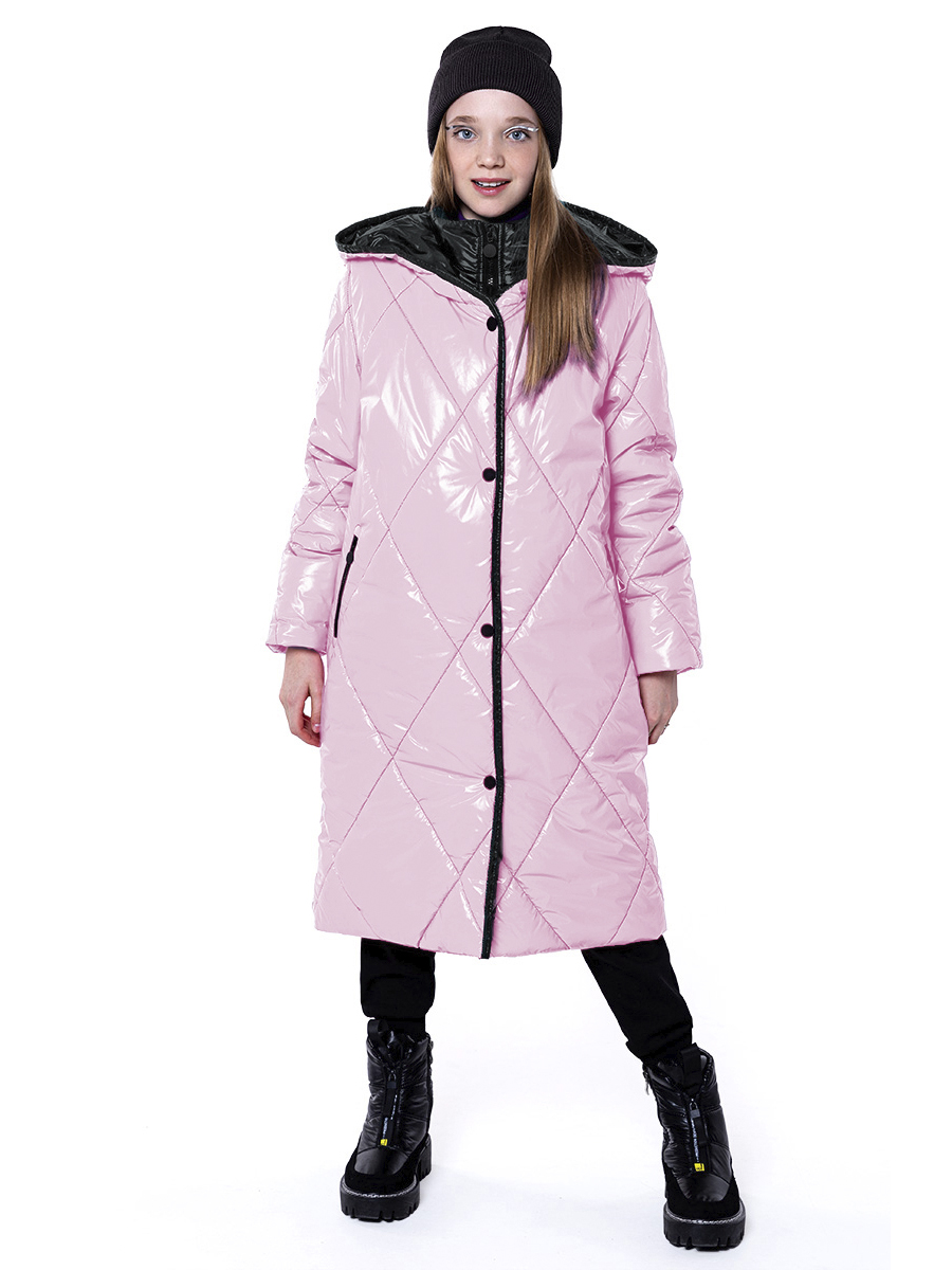 пальто с капюшоном nikastyle для девочки, розовое