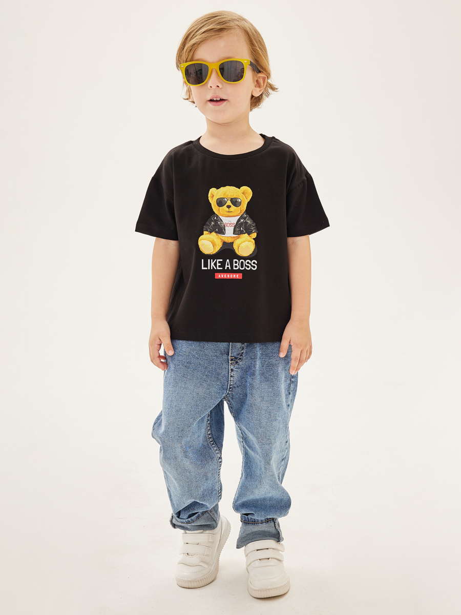 футболка laddobbo для мальчика, черная
