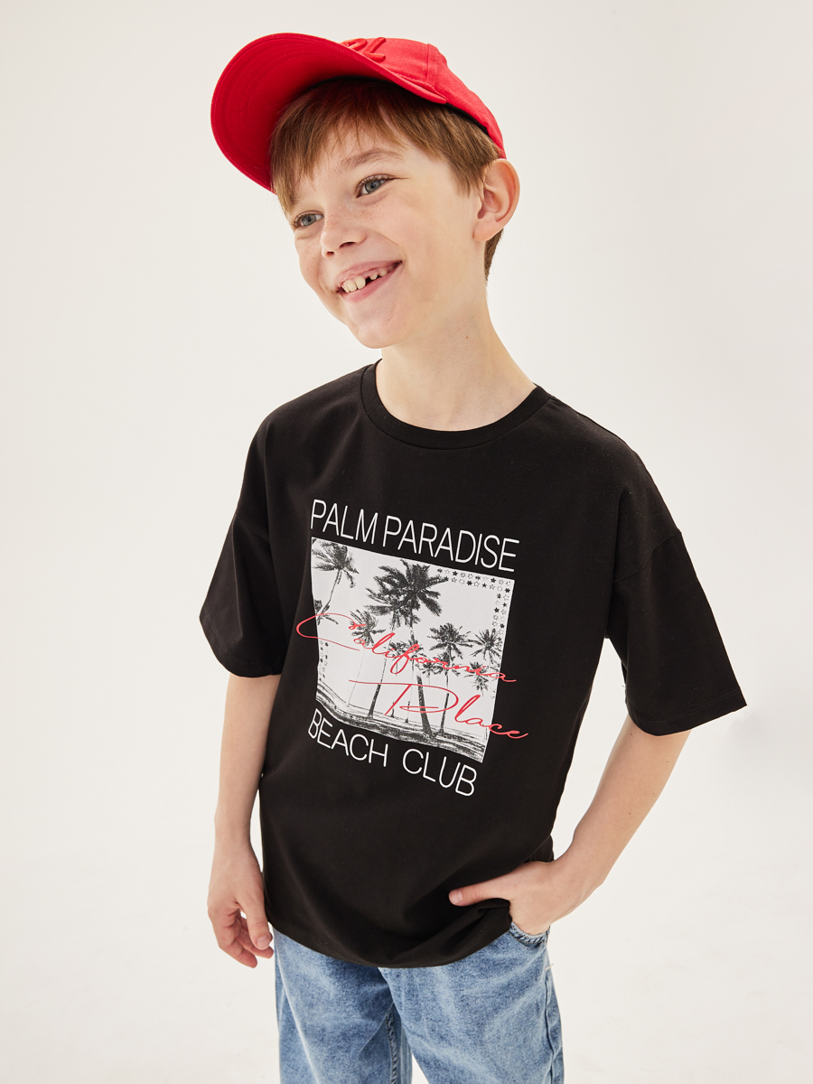 футболка laddobbo для мальчика, черная