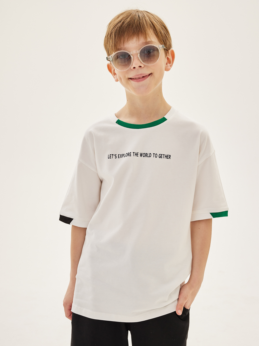 футболка laddobbo для мальчика, белая
