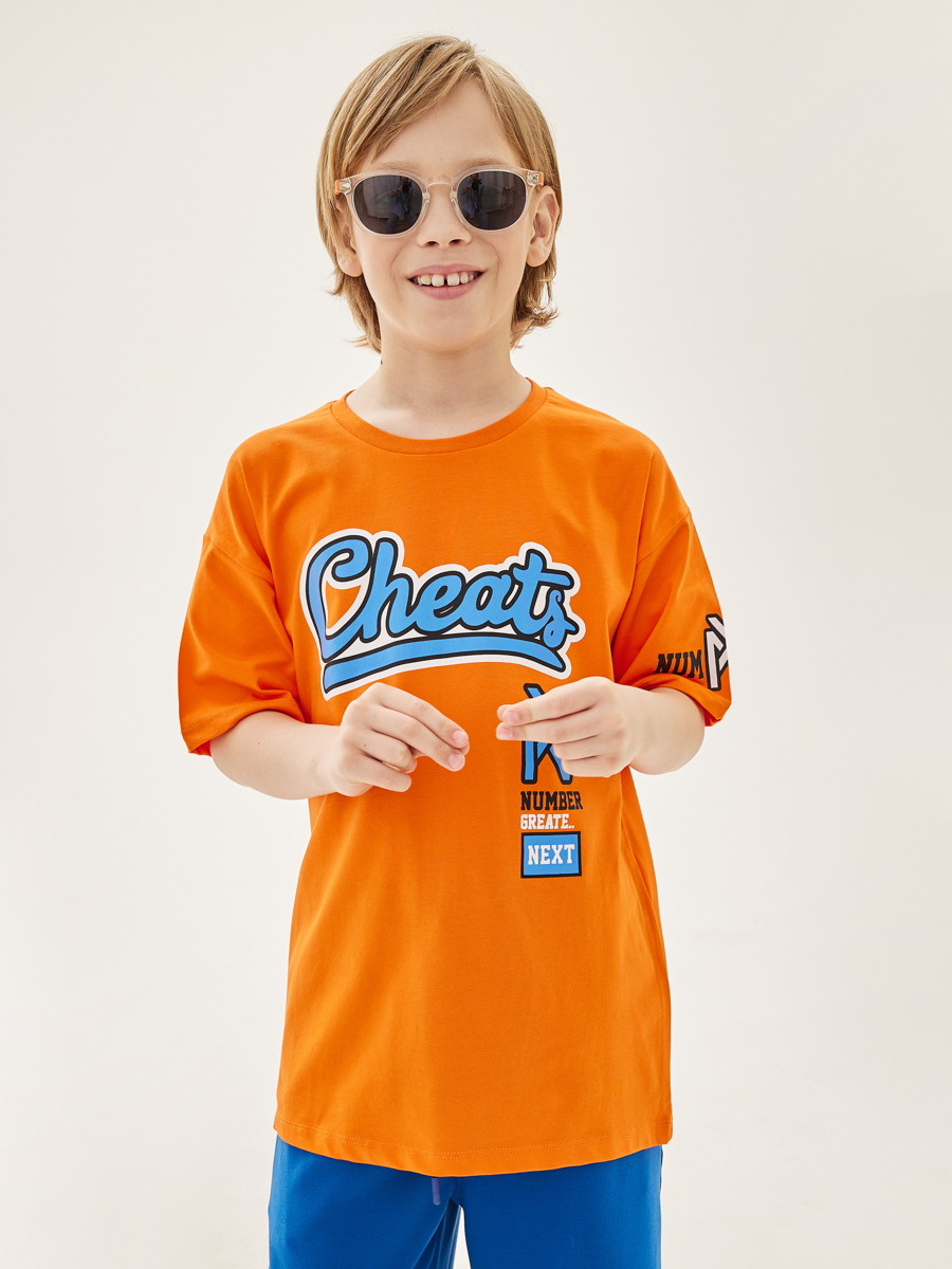 футболка laddobbo для мальчика, оранжевая