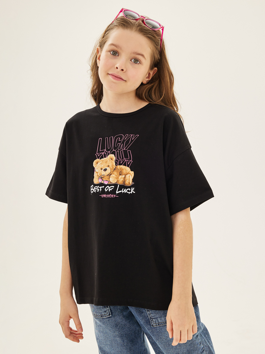 футболка laddobbo для девочки, черная
