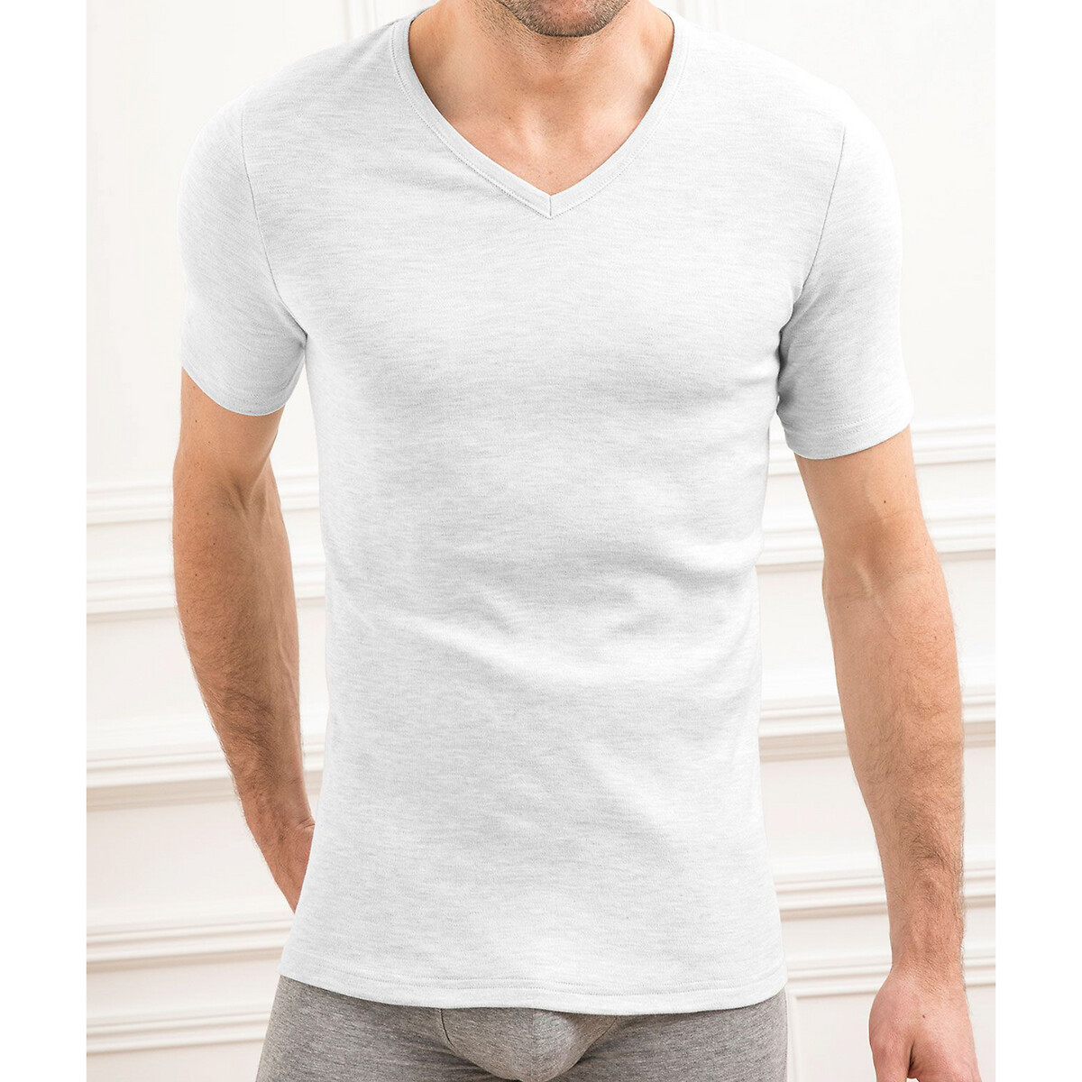 мужская футболка с v-образным вырезом laredoute, белая