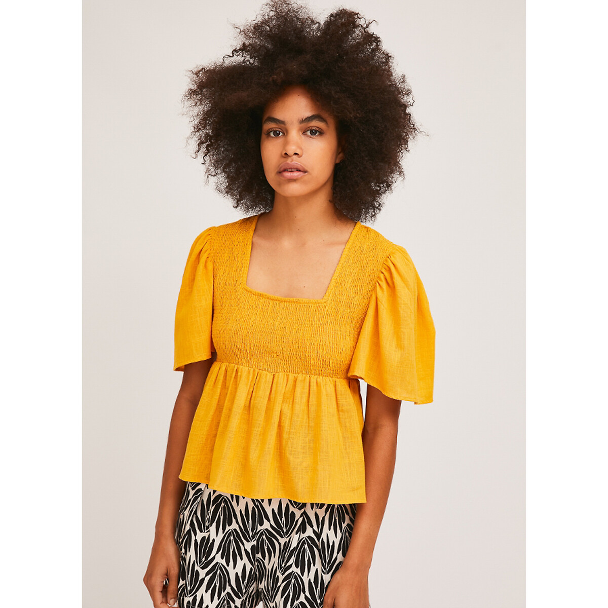 женская блузка с коротким рукавом laredoute, желтая