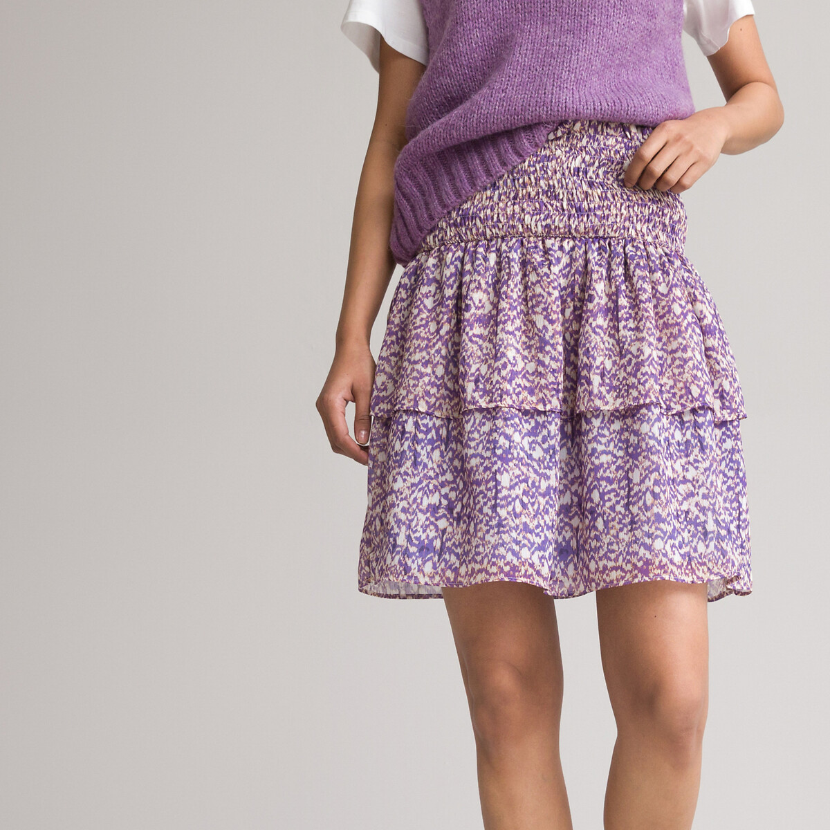 женская юбка мини laredoute, фиолетовая