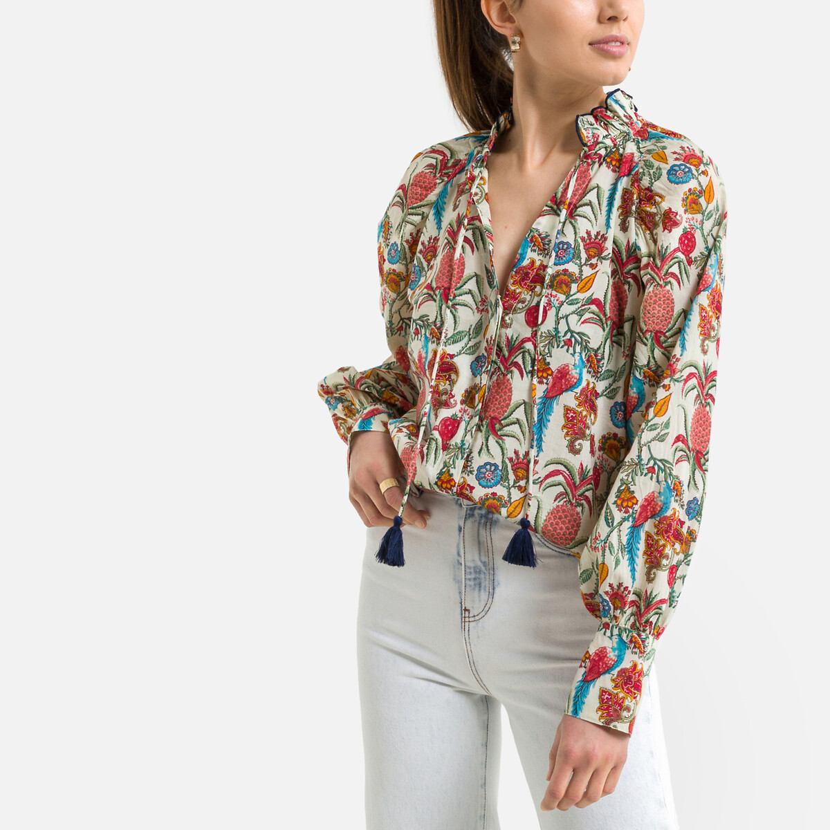 женская блузка с v-образным вырезом laredoute, разноцветная