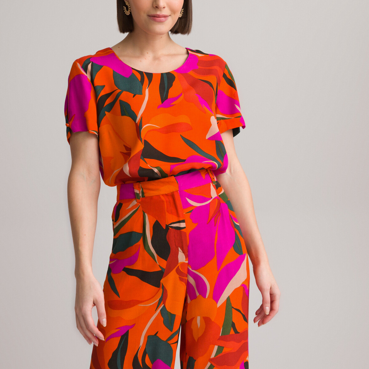 женская блузка с коротким рукавом laredoute, разноцветная
