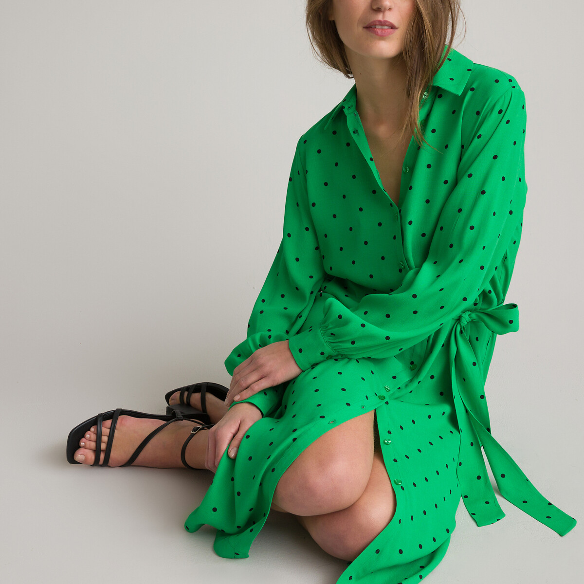 женское платье-рубашки laredoute, зеленое