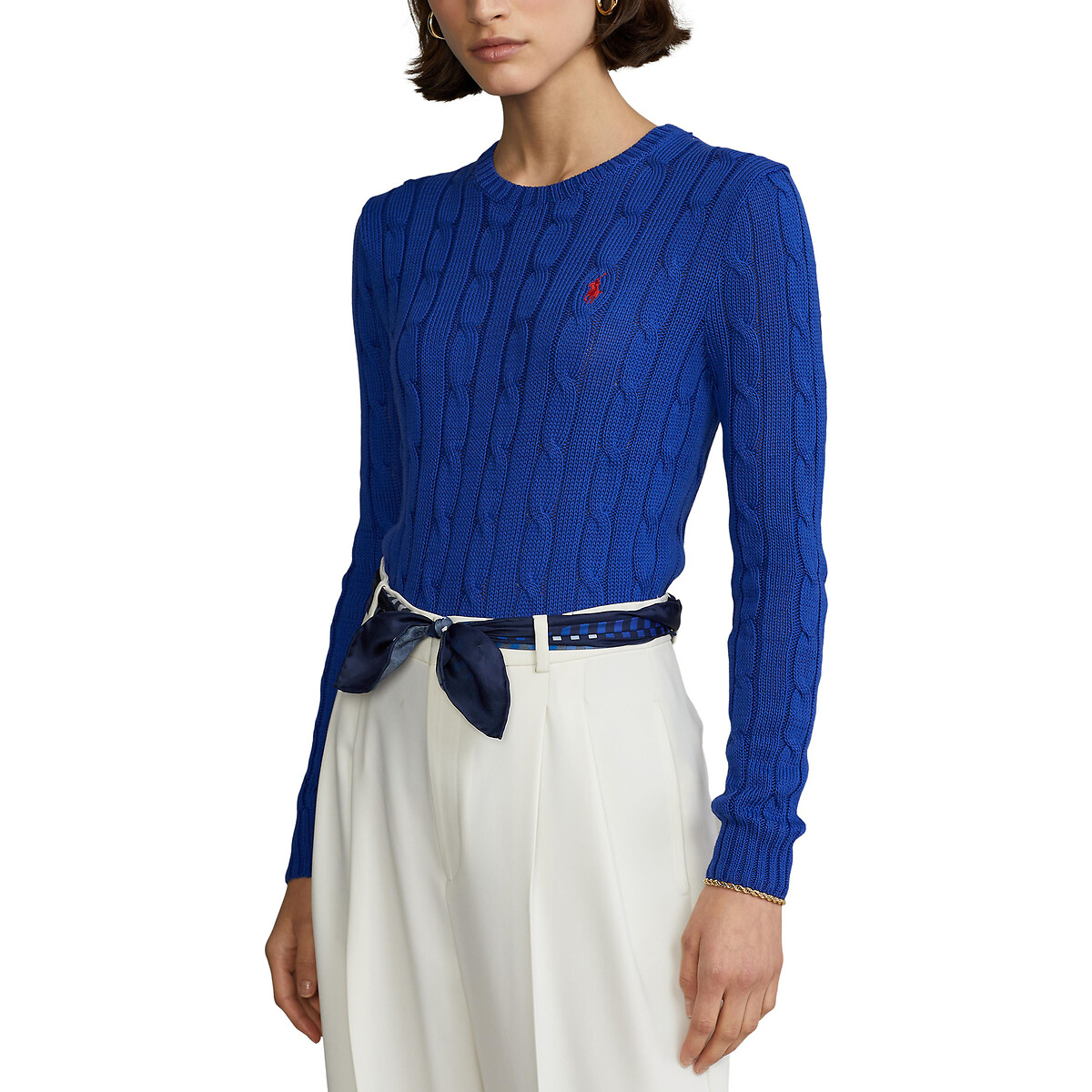 женский пуловер с круглым вырезом laredoute, синий