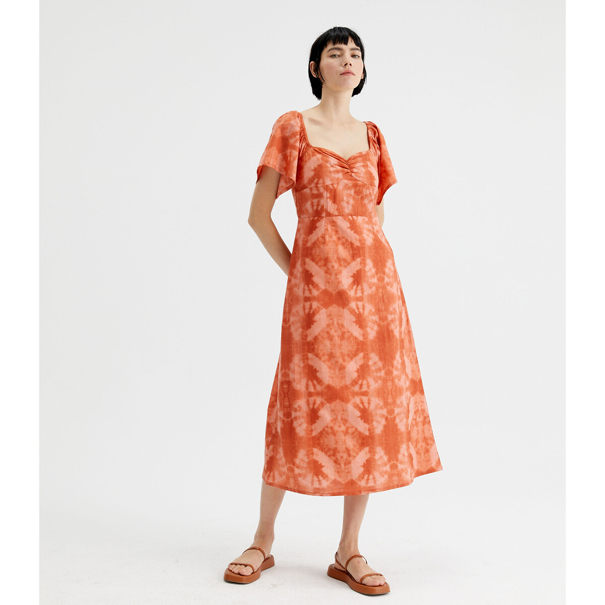 женское платье макси laredoute, оранжевое