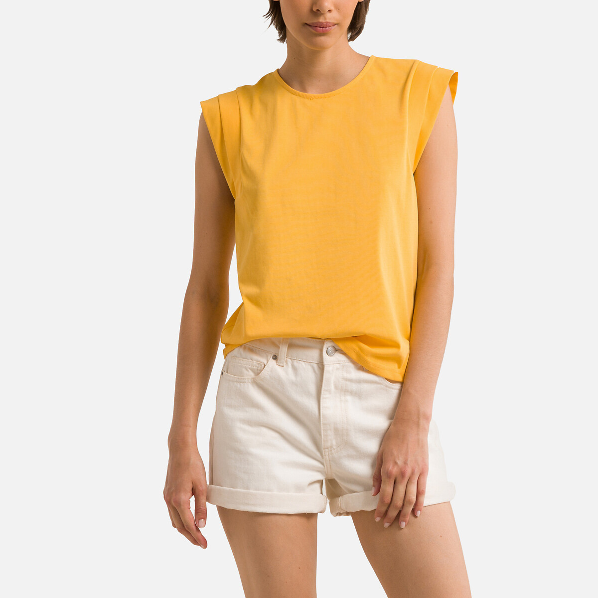 женская блузка без рукавов laredoute, желтая