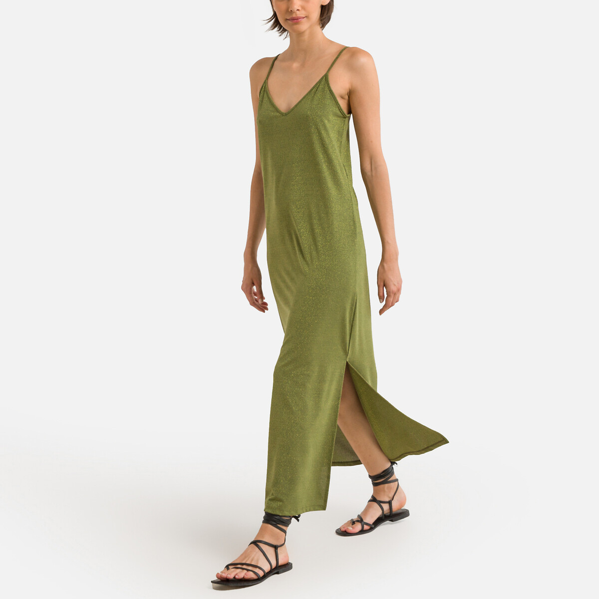 женское платье макси laredoute, зеленое