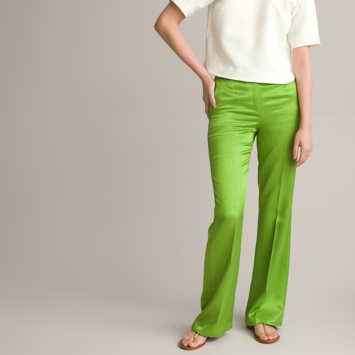 женские брюки клеш laredoute, зеленые