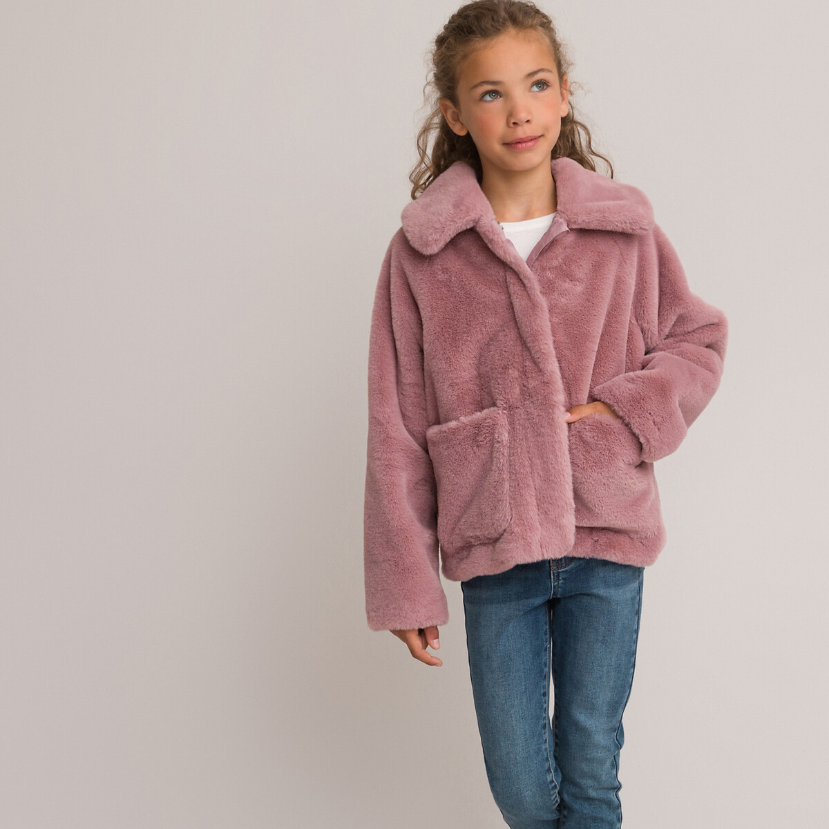 короткие пальто laredoute для девочки, розовое