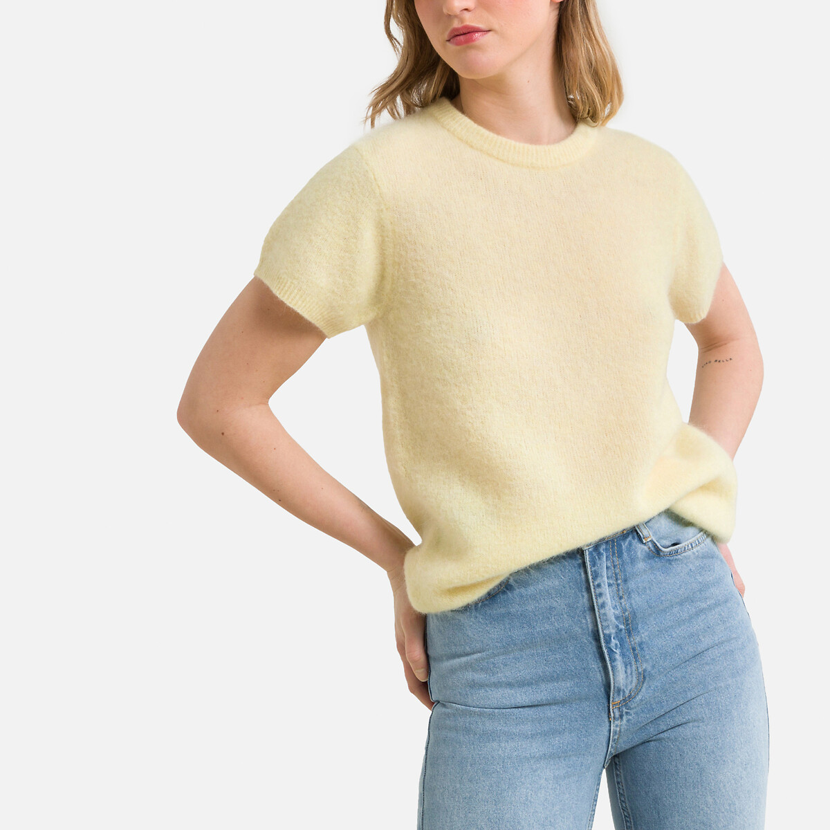 женский пуловер с круглым вырезом laredoute, желтый