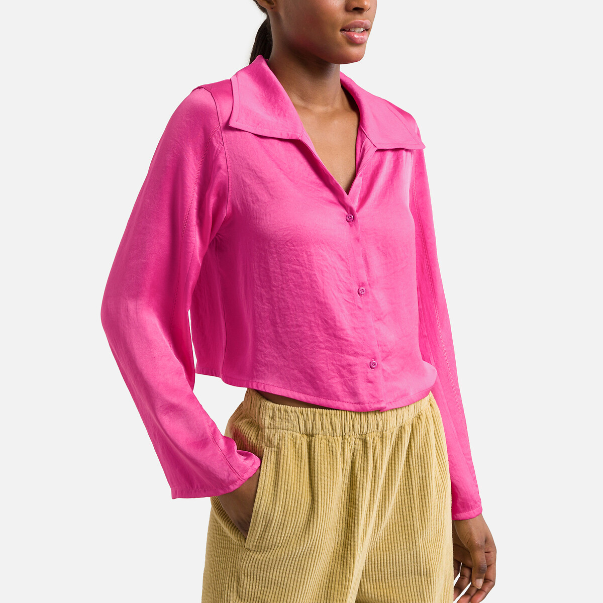 женская рубашка с длинным рукавом laredoute, розовая
