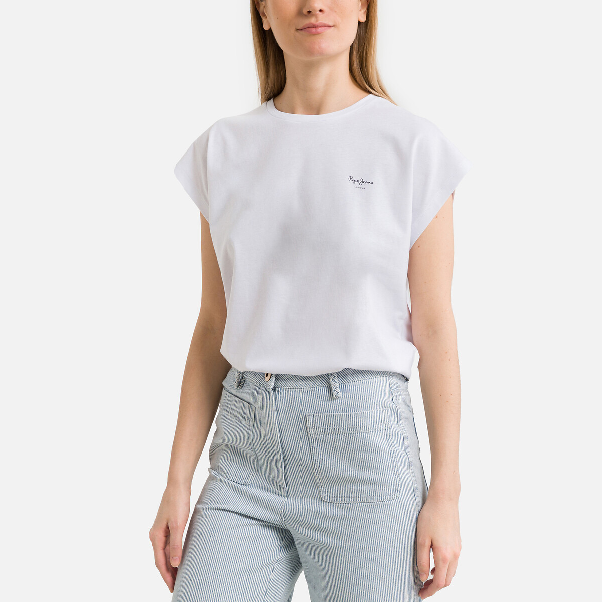 женская футболка с коротким рукавом laredoute, белая