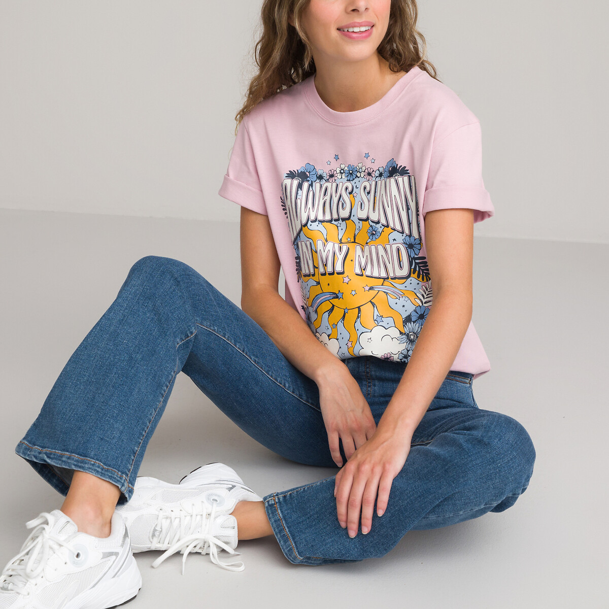 футболка с коротким рукавом laredoute для девочки, розовая