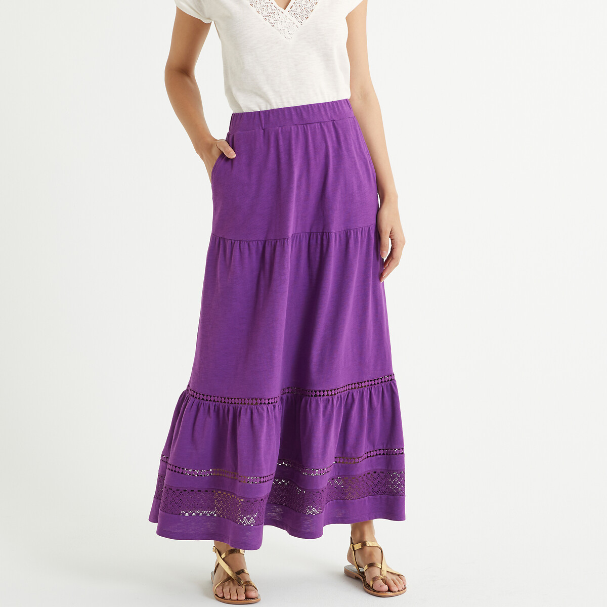 женская юбка макси laredoute, фиолетовая