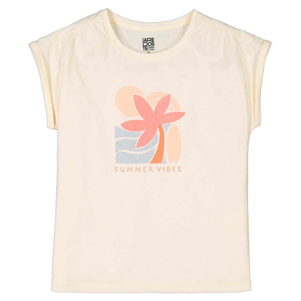 футболка с коротким рукавом laredoute для девочки, бежевая