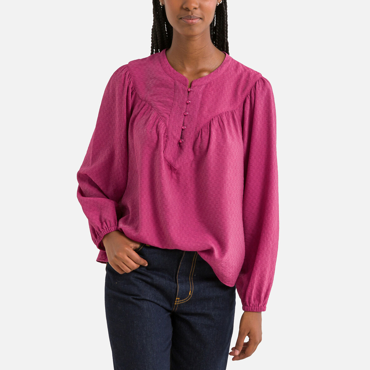 женская блузка с длинным рукавом laredoute, розовая