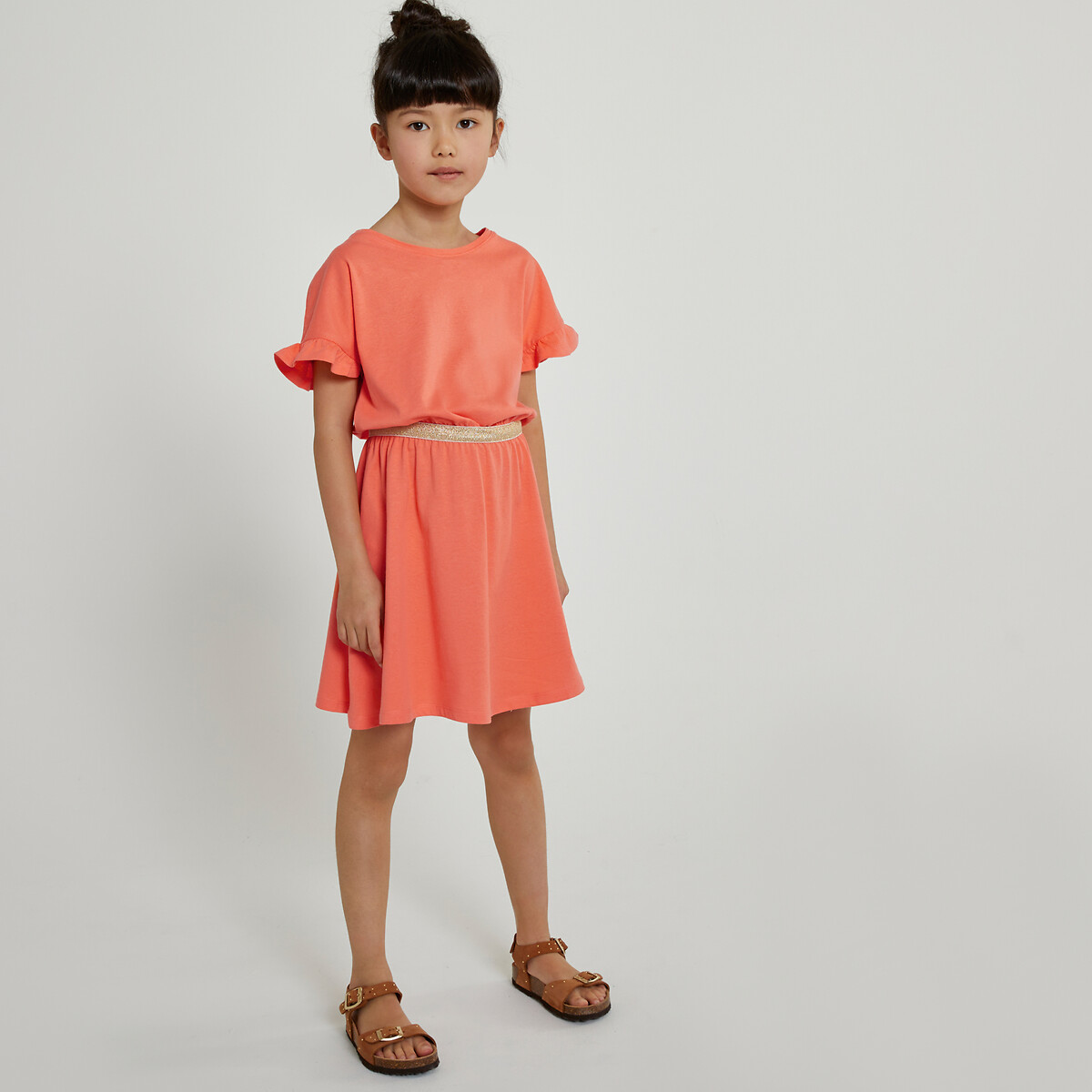 платье мини laredoute для девочки, оранжевое