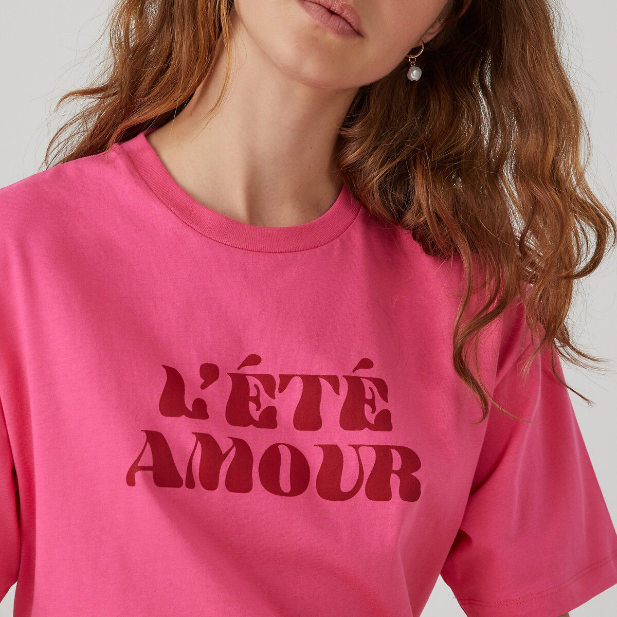 женская футболка с коротким рукавом laredoute, розовая