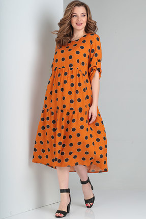 женское повседневные платье ришелье, оранжевое