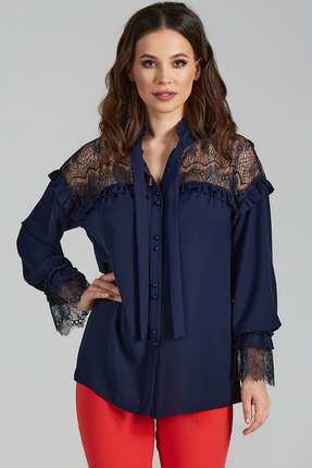 женская блузка teffi style, синяя