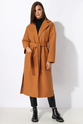 женское пальто миа мода, оранжевое