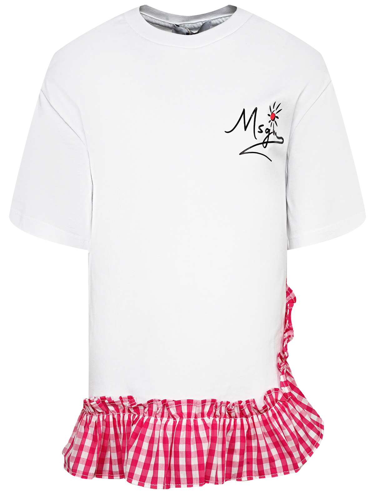 футболка msgm для девочки, белая