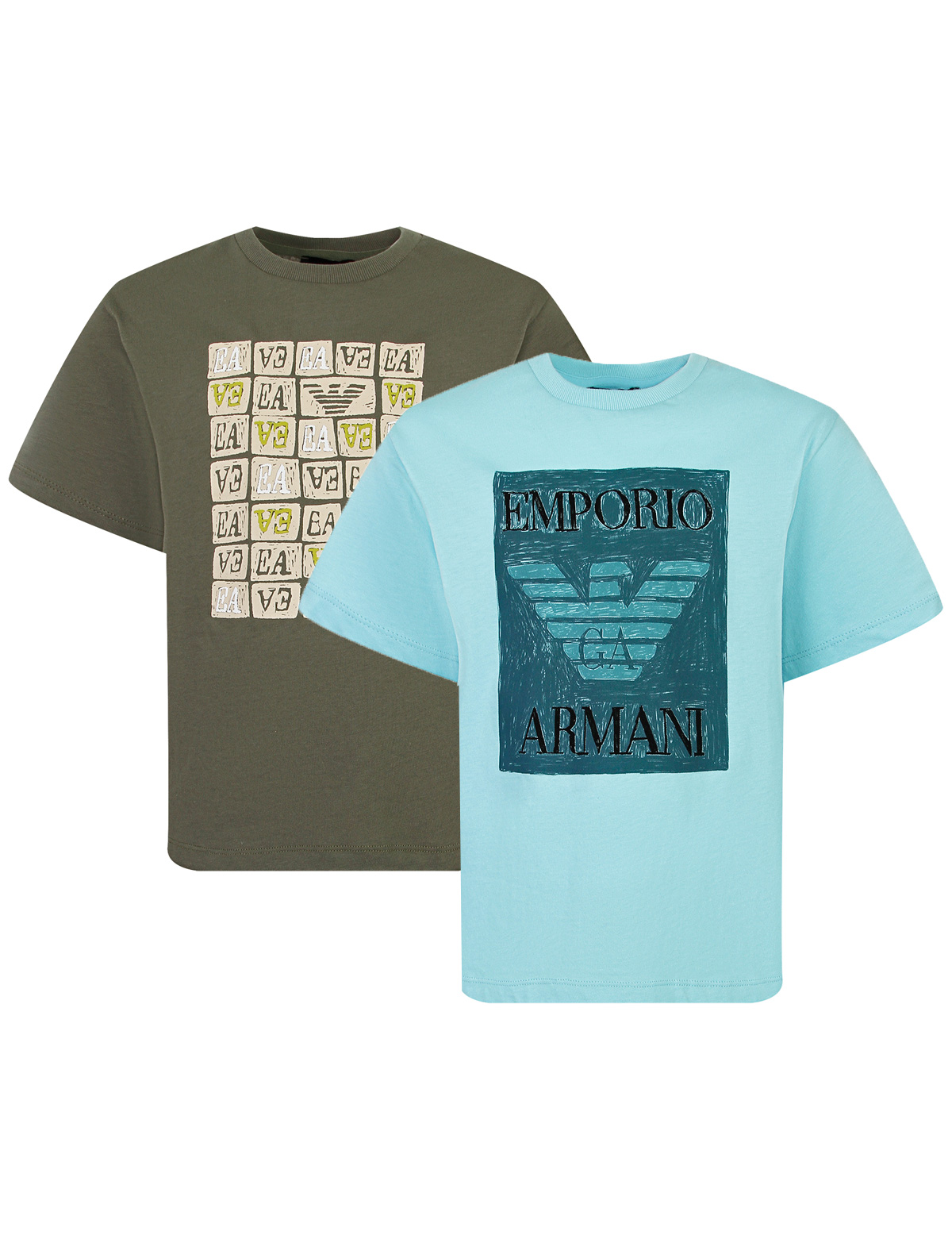 футболка emporio armani для мальчика, голубая