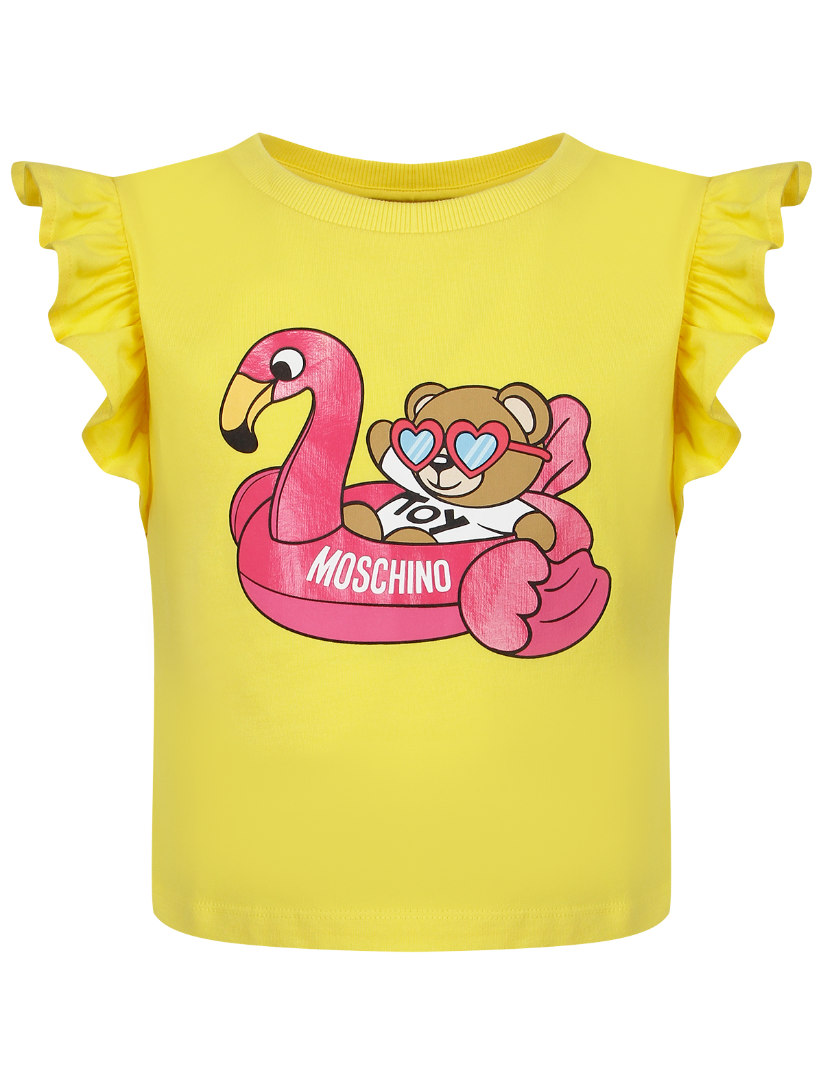 футболка moschino для девочки, желтая