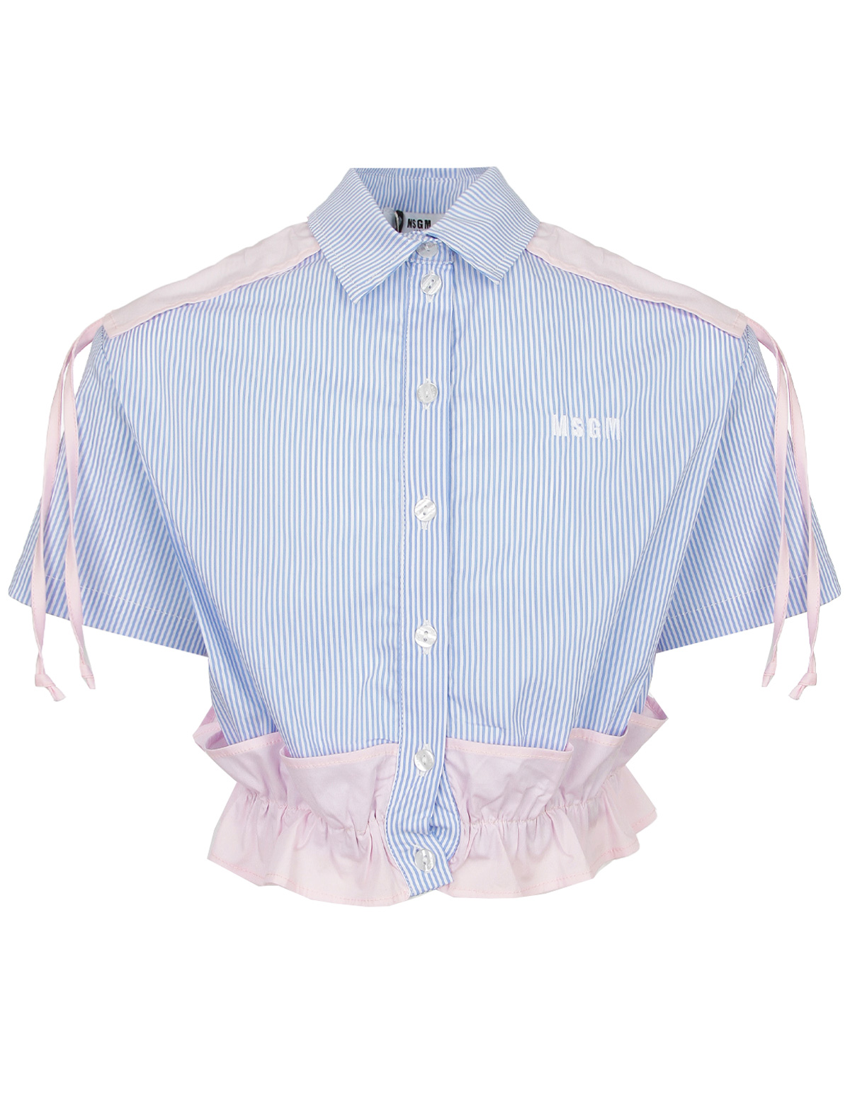блузка msgm для девочки, голубая