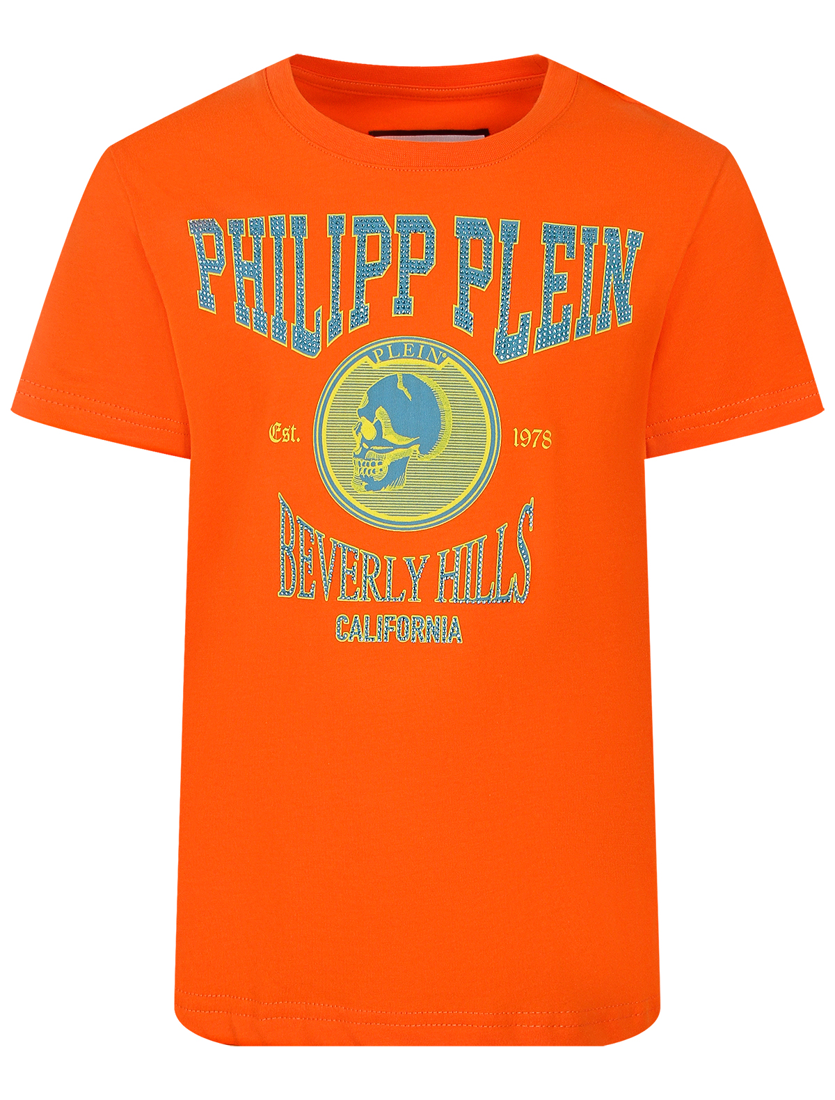 футболка philipp plein для мальчика, оранжевая
