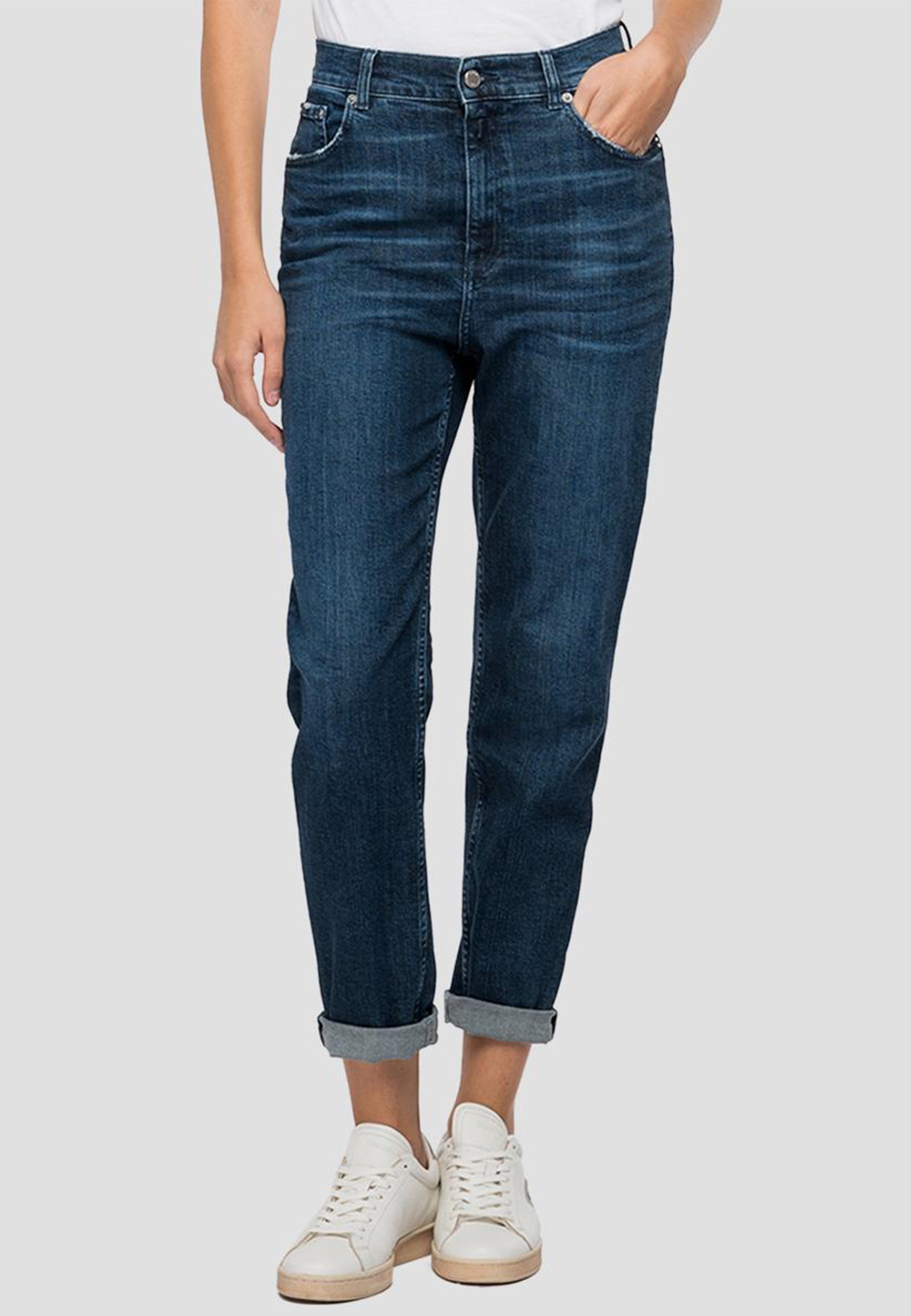 женские прямые джинсы replay, синие